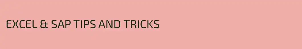 EXCEL & SAP TIPS AND TRICKS
